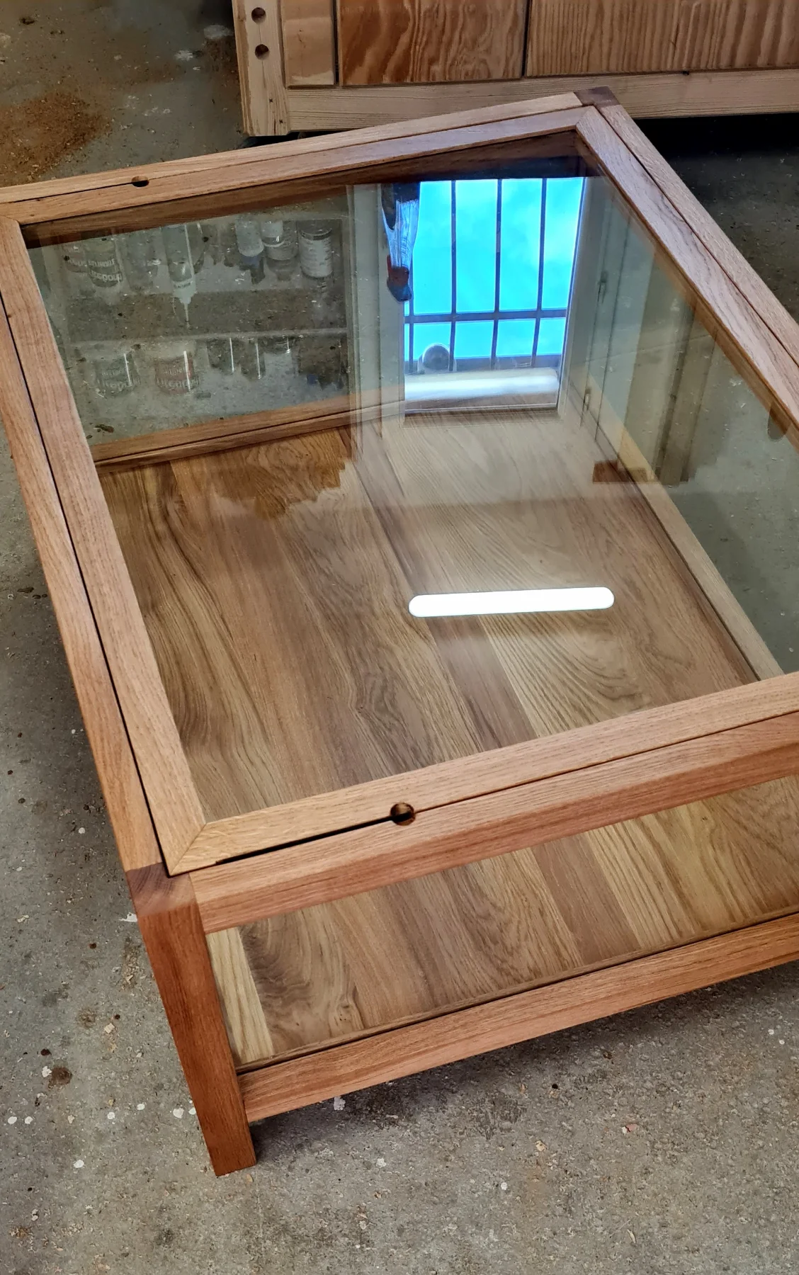 Photographie de la réalisation : Table basse vitrine.